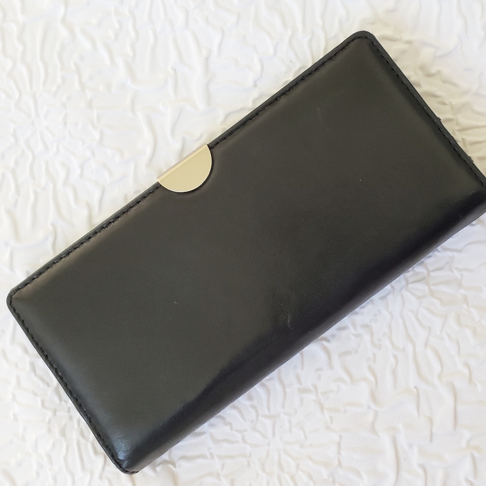 Safe Keeper long bifold genuine leather black wallet !